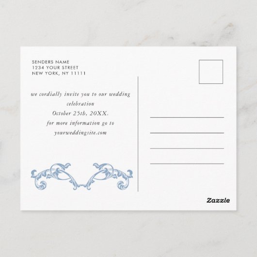 ルネッサンス華美フローラ結婚式の日付を保存 ポストカード (裏面)