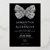 ルネッサンス華美リージェンシーボウブラックフォト結婚ズ 箔招待状 (正面)