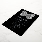 ルネッサンス華美リージェンシーボウブラックフォト結婚ズ 箔招待状 (回転した状態)