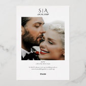 ルネッサンス華美リージェンシーボウブラックフォト結婚ズ 箔招待状 (裏面)