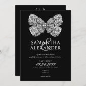 ルネッサンス華美リージェンシーボウAIOブラック結婚ズ 招待状 (正面/裏面)