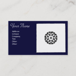 ルネッサンス調和ブルーホワイトジオメトリックフローラ 名刺