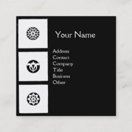ルネッサンス調和白黒幾何学フローラ スクエア名刺