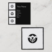 ルネッサンス調和白黒幾何学フローラ スクエア名刺 (正面/裏面)