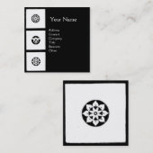 ルネッサンス調和白黒幾何学フローラ スクエア名刺 (正面/裏面)