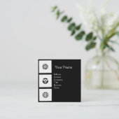 ルネッサンス調和白黒幾何学フローラ スクエア名刺 (スタンド正面)
