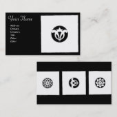 ルネッサンス調和白黒幾何学フローラ 名刺 (正面/裏面)