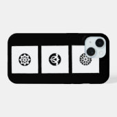 ルネッサンス調和白黒幾何学フローラ iPhone 15ケース (裏面横)