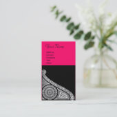 ルネッサンス黒白ピンク明るい赤紫色 名刺 (スタンド正面)