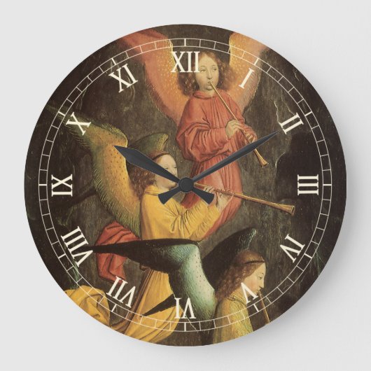 ルネッサンス・アートのシモン・マーミオンによる天使の聖歌隊 ラージ壁時計 (正面)