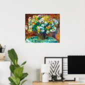 ルネワール 黄金と白の花束印象派アート ポスター (ホームオフィス)