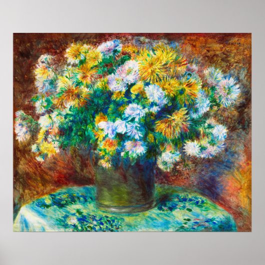 ルネワール 黄金と白の花束印象派アート ポスター (正面)