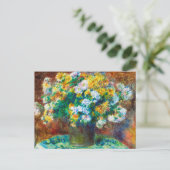 ルネワール 黄金と白の花束印象派アート ポストカード (スタンド正面)