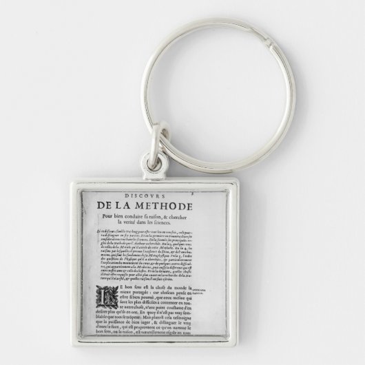 ルネ著「Discours de la Methode」の最初ページ キーホルダー (正面)