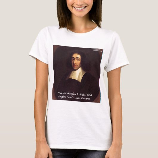 ルネ・デカルト I Think Therefore I Am 引用 Tシャツ (正面)