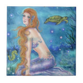 ルネ・ラボイタイルによるアクアマリンの潮の流れに夢を見る タイル (正面)