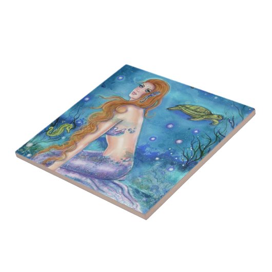 ルネ・ラボイタイルによるアクアマリンの潮の流れに夢を見る タイル (側面)