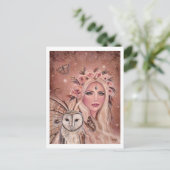 ルネ・ラヴォワによるフクロウとフィランサの妖精 ポストカード (スタンド正面)