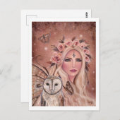 ルネ・ラヴォワによるフクロウとフィランサの妖精 ポストカード (正面/裏面)