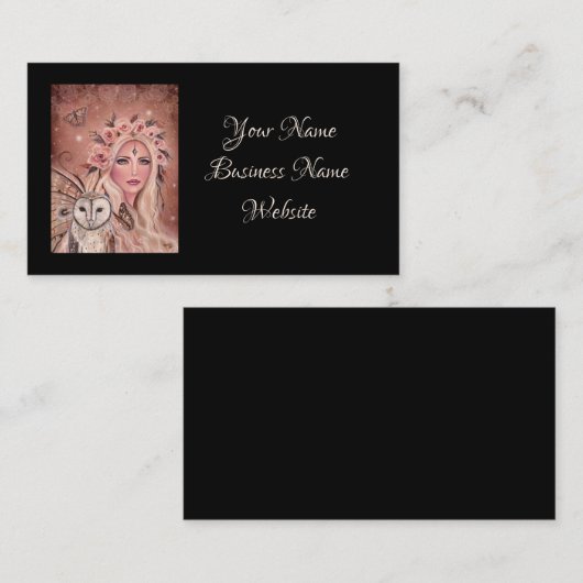 ルネ・ラヴォワによるフクロウとフィランサの妖精 名刺 (正面/裏面)
