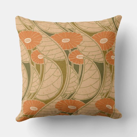 ルネBeauclairアールヌーボーのオレンジデイジー クッション (裏面)