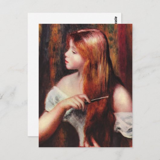 ルノアールの少女が髪のはがきを集める ポストカード (正面/裏面)