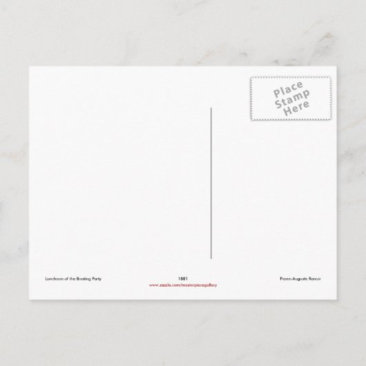 ルノアールの船遊びのパーティー(1881年)の昼食会 インビテーションポストカード (裏面)
