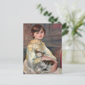 ルノアールの芸術の郵便はがき: Mlle。 猫を持つジュリーManet ポストカード (スタンド正面)
