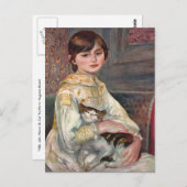 ルノアールの芸術の郵便はがき: Mlle。 猫を持つジュリーManet ポストカード (正面/裏面)