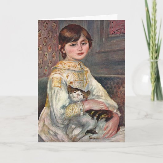 ルノアールの芸術カード: Mlle。 猫を持つジュリーManet カード (正面)