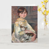 ルノアールの芸術カード: Mlle。 猫を持つジュリーManet カード (黄色い花)