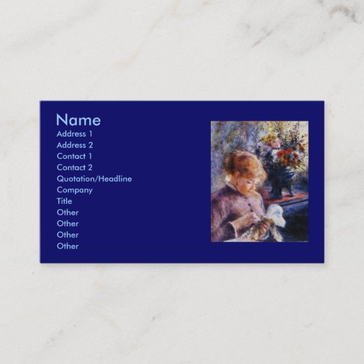 ルノアールの若い女性の裁縫 名刺 (正面)