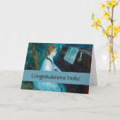 ルノアールウーマンピアノミュージックミュージシャン カード (黄色い花)