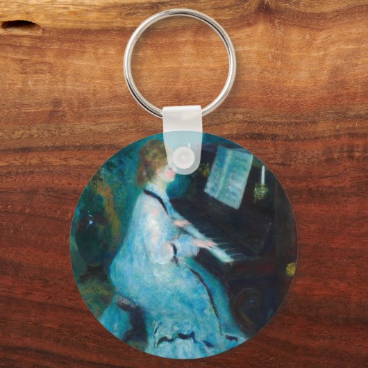 ルノアールウーマンピアノミュージックミュージシャン キーホルダー (正面)