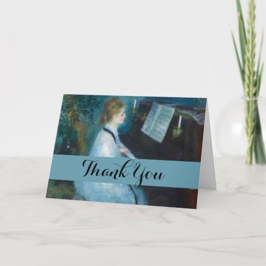 ルノアールウーマンピアノミュージックミュージシャン サンキューカード (正面)