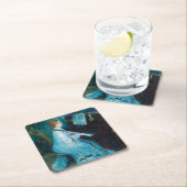 ルノアールウーマンピアノミュージックミュージシャン スクエアペーパーコースター (インサイチュ)