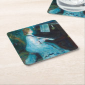 ルノアールウーマンピアノミュージックミュージシャン スクエアペーパーコースター (アングル)