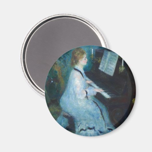 ルノアールウーマンピアノミュージックミュージシャン マグネット (正面/裏面)