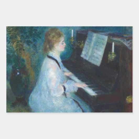 ルノアールウーマンピアノミュージックミュージシャン ラッピングペーパーシート (正面)