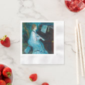 ルノアールウーマンピアノミュージックミュージシャン 縁ありカクテルナプキン (インサイチュ)