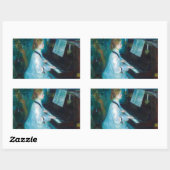 ルノアールウーマンピアノミュージックミュージシャン 長方形シール (シート)