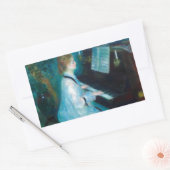 ルノアールウーマンピアノミュージックミュージシャン 長方形シール (封筒)