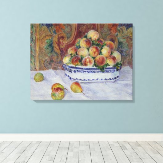 ルノアールスティルライフと桃 キャンバスプリント (インサイチュ (ウッドフロア))