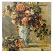 ルノアールバラとジャスミンがデルフトの花瓶に タイル (正面)