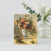 ルノアールバラとジャスミンがデルフトの花瓶に ポストカード (スタンド正面)