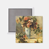 ルノアールバラとジャスミンがデルフトの花瓶に マグネット (正面/裏面)