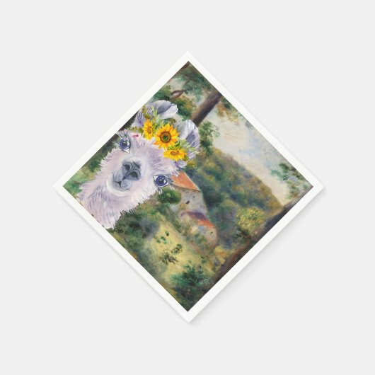 ルノアール周辺のブリイとラマファンシー スタンダードカクテルナプキン (角)