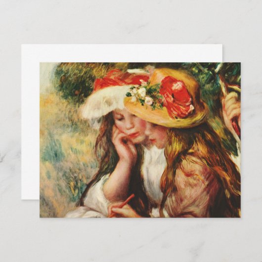 ルノアール庭の招待状で読んでいる2人の女の子 招待状 (正面/裏面)