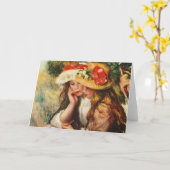 ルノアール庭カードで読んでいる2人の女の子 カード (黄色い花)