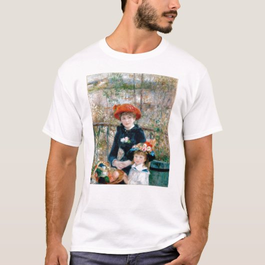 ルノアール著台地の2人の姉妹。 ファインアートの印刷物 Tシャツ (正面)